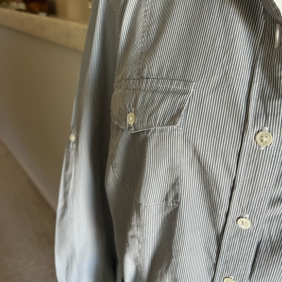 Lands’ End: NEW Women Blue and White Stripe Button Down Shirt Dress. Size 14 - Picture 6 of 10